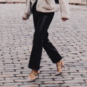 H&M FAUX LEATHER CROPPED FLARE PANTS